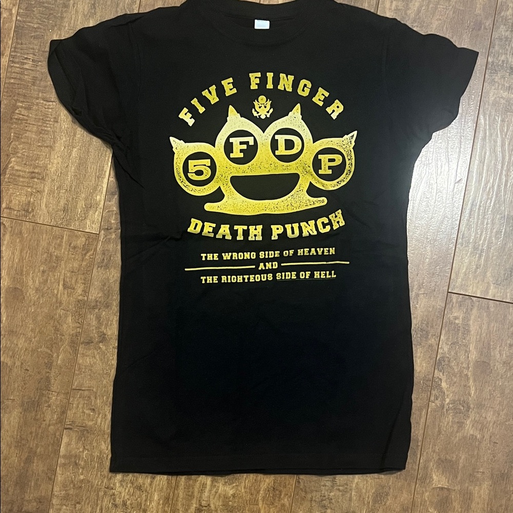 Black and Gold Five Finger Death Punch T-Shirt. Women’s medium fitted shirt